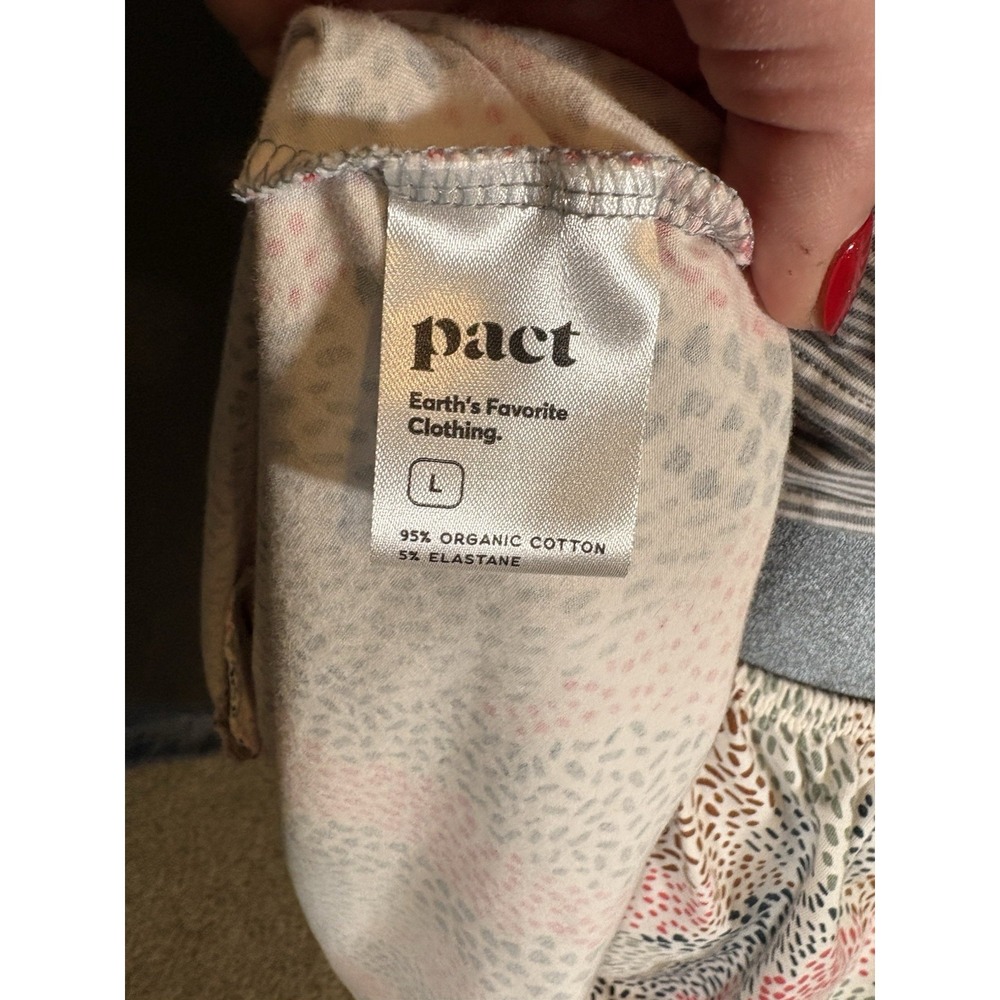 Pact Organic Cotton Fit & Flare Crossover Back Dress Size L Striped Mixed Print - Picture 9 of 10